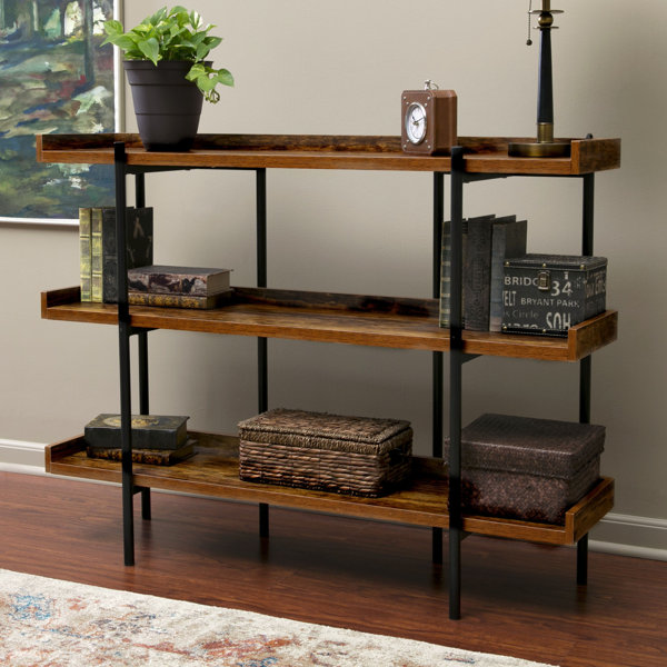 Gracie Oaks Calona Modern Wood and Steel 3 Shelf 36" Etagere Bookcase